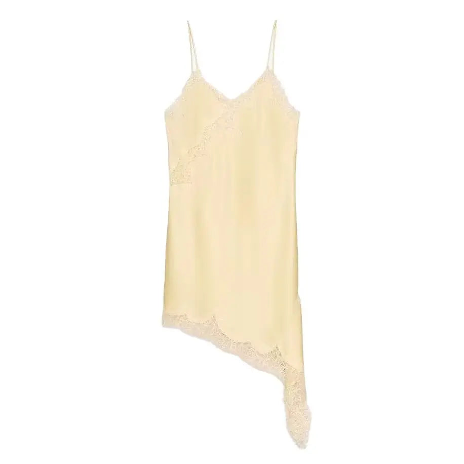 Fashion Lace Hem V-Neck Long Dress