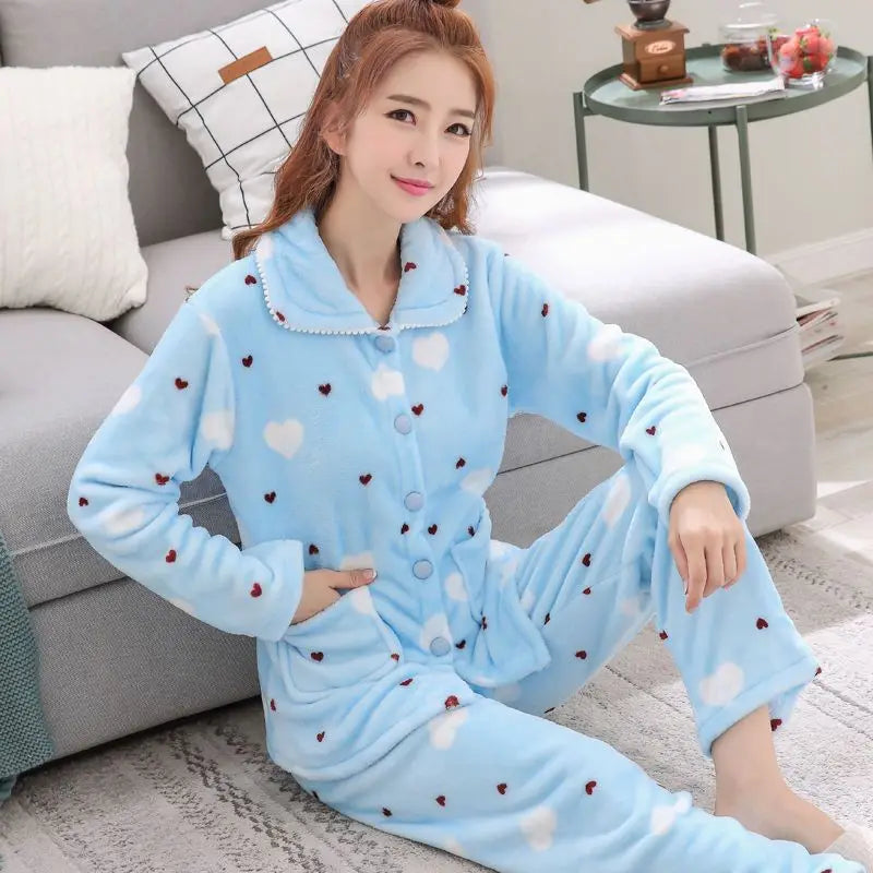 Thickened Flannel Pajamas – Cozy Homewear