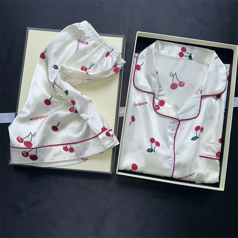 “Women’s Cherry Print Sleepwear Set