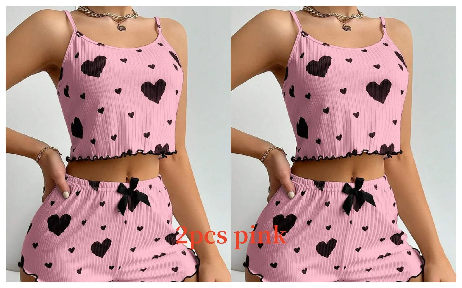 “Ladies’ 2PCS Tank Top & Shorts Pajama Set”