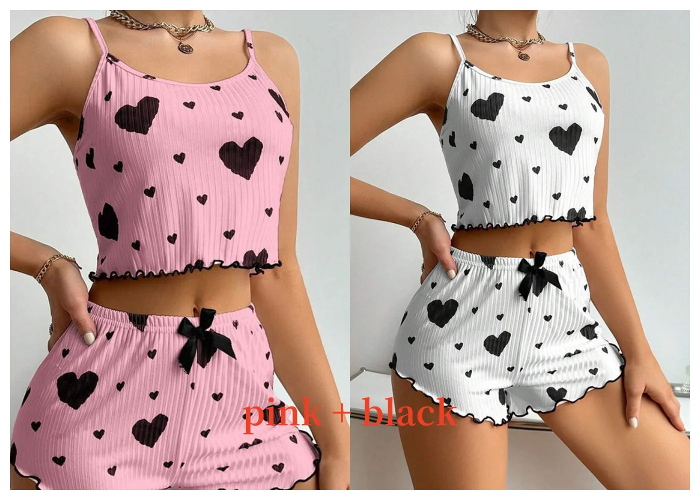 “Ladies’ 2PCS Tank Top & Shorts Pajama Set”