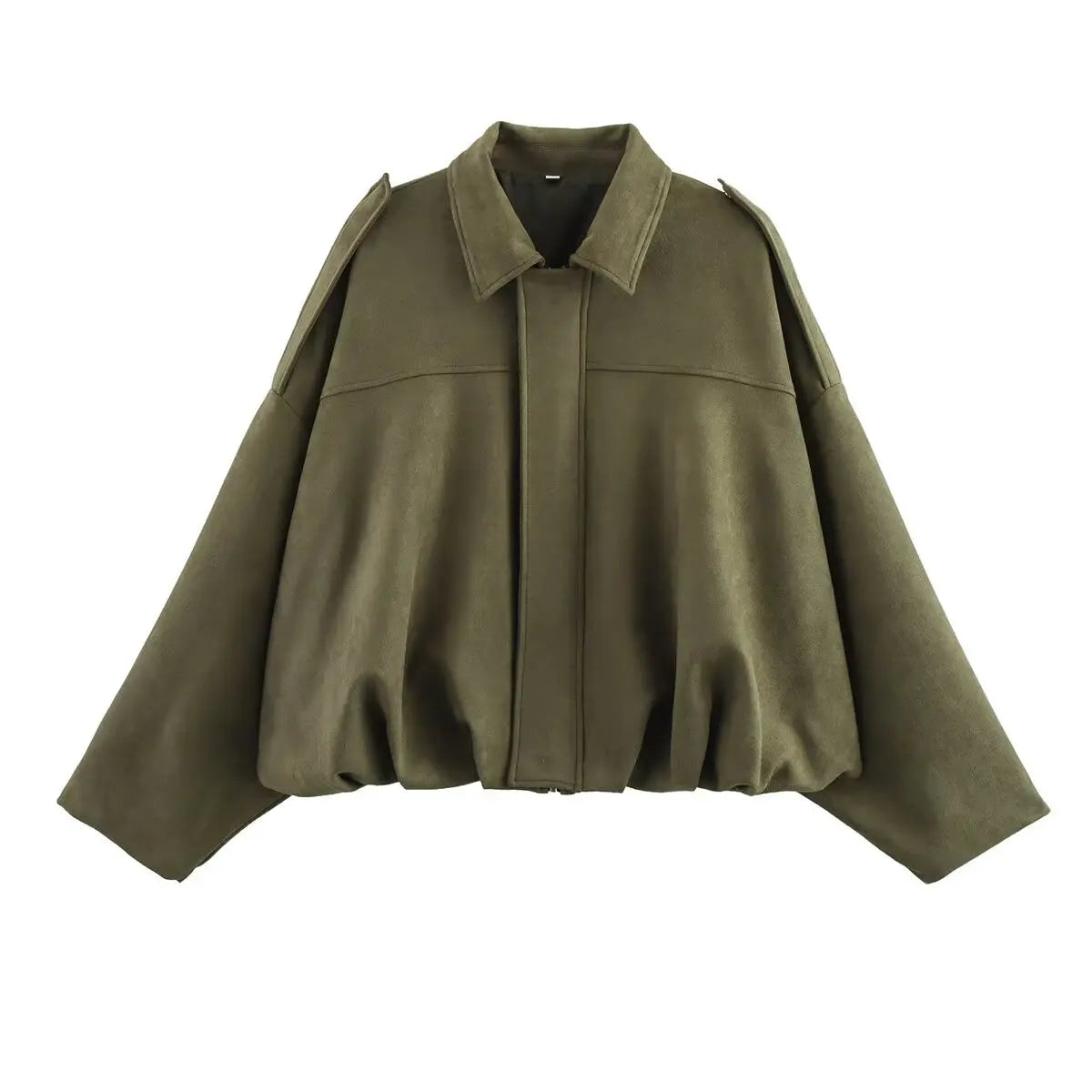 Women’s Suede Oversize Bomber Jacket – Chic Streetwear