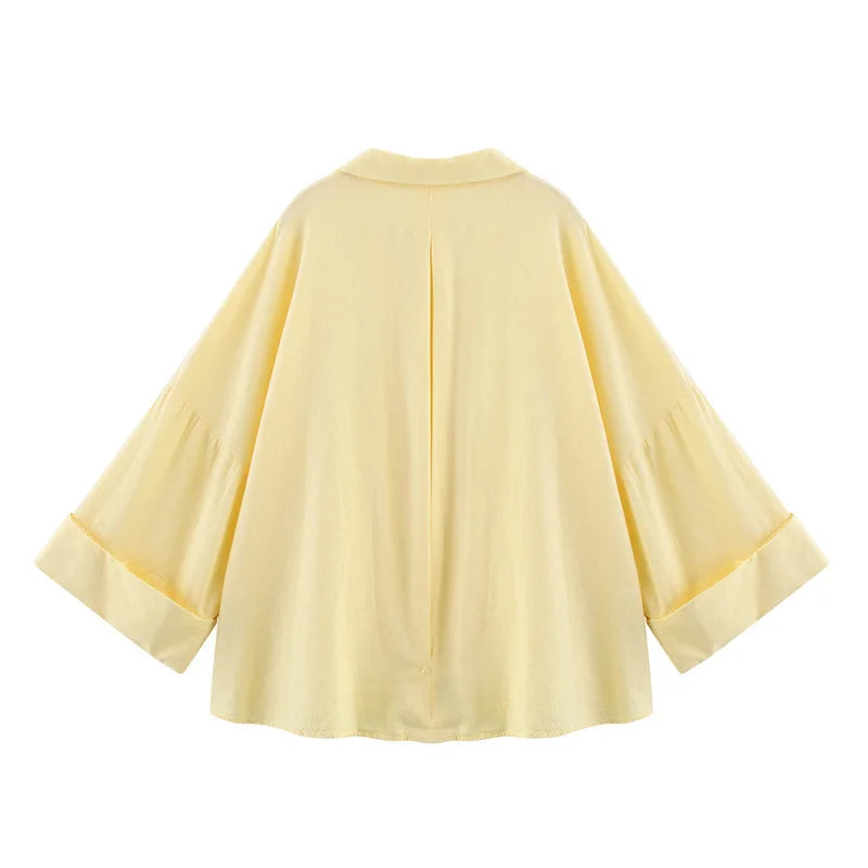 Trendy Long Sleeve V-Neck Blouse for Women