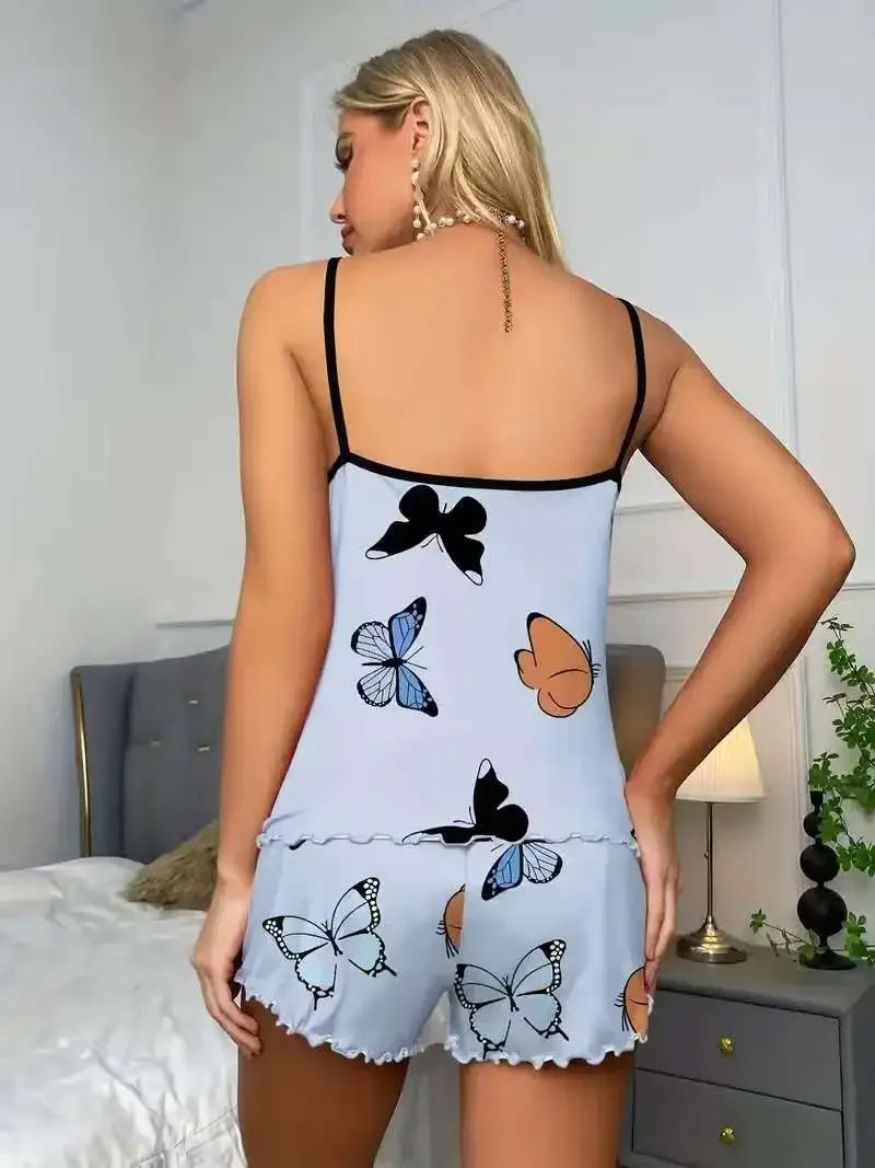 “Comfortable Butterfly Print Sleep Set”