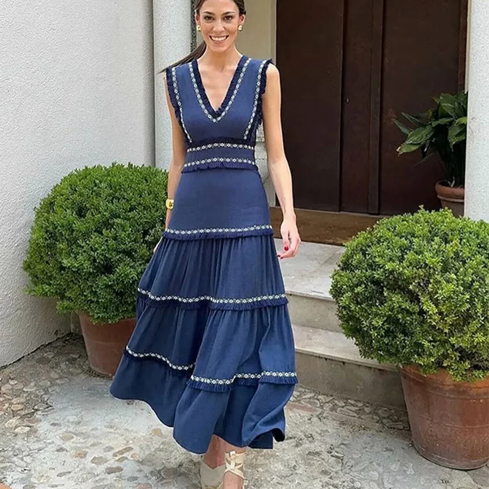 Sleeveless Waist-Tied Dress – Casual Fashion