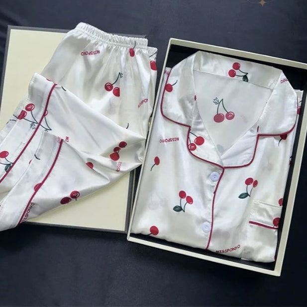 “Women’s Cherry Print Sleepwear Set