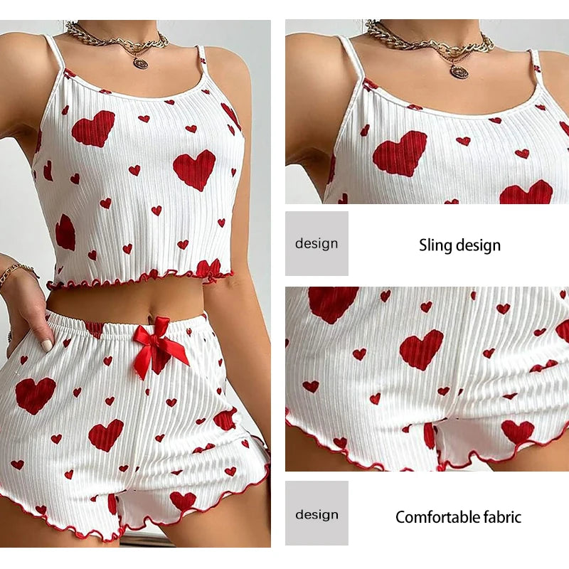 “Ladies’ 2PCS Tank Top & Shorts Pajama Set”