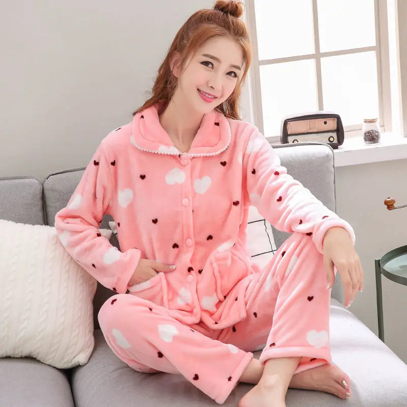 Thickened Flannel Pajamas – Cozy Homewear