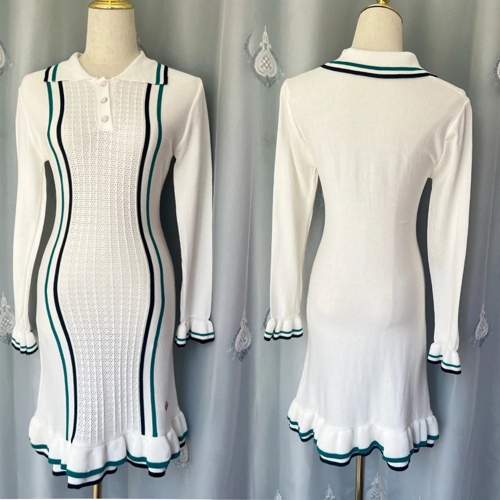 Vintage Ruffled Knitted Mini Dress – Sexy & Chic