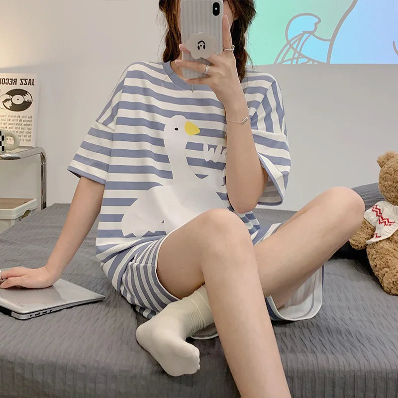 “Lovely Summer Pajamas – Korean Student Style”