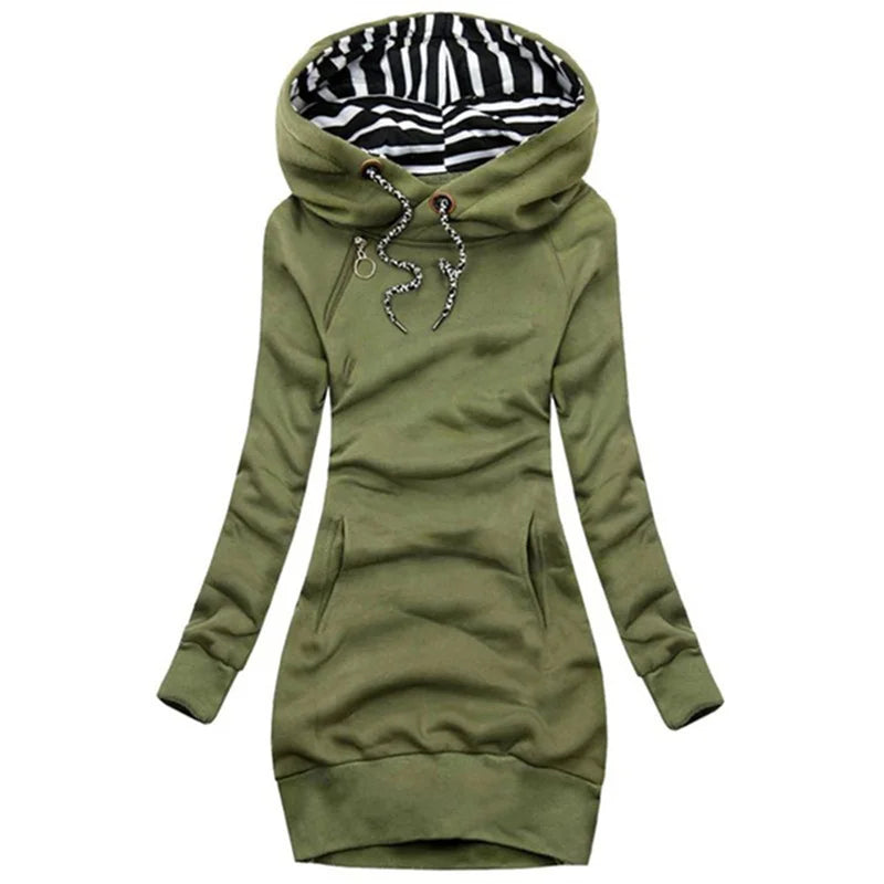 Slim Hooded Hoodie Dress – Long Sleeve