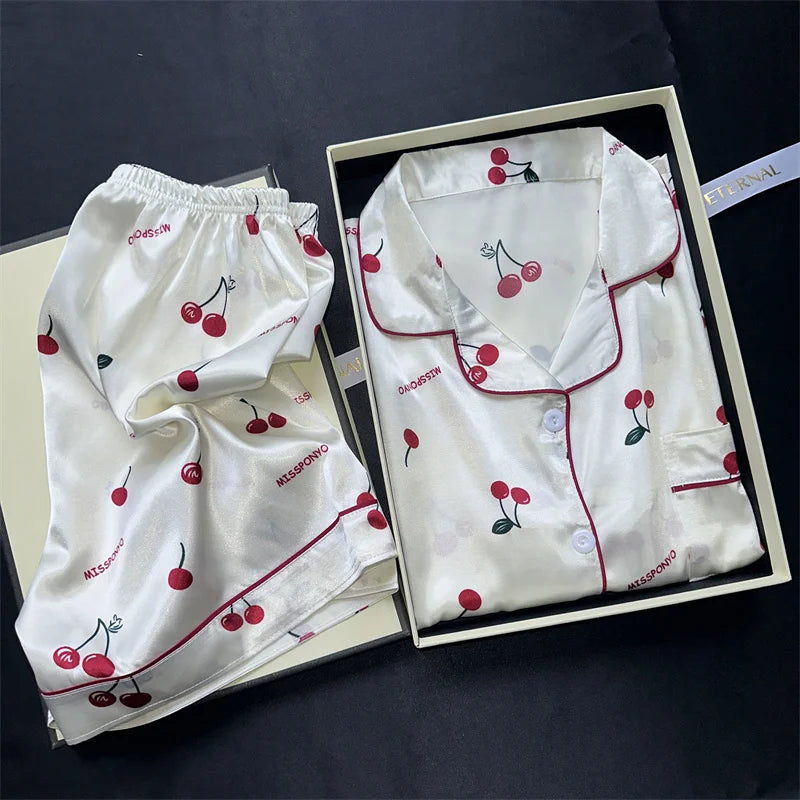 “Women’s Cherry Print Sleepwear Set