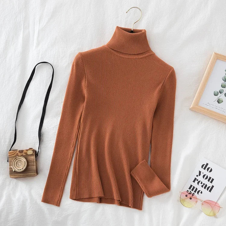 Women’s Turtleneck Soft Knit Sweater – Autumn/Winter Casual Top
