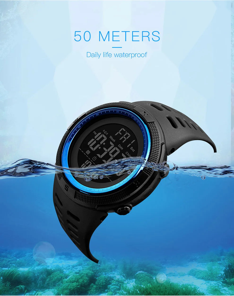 Digital Round Watch – Fashion Casual, Water Resistant”