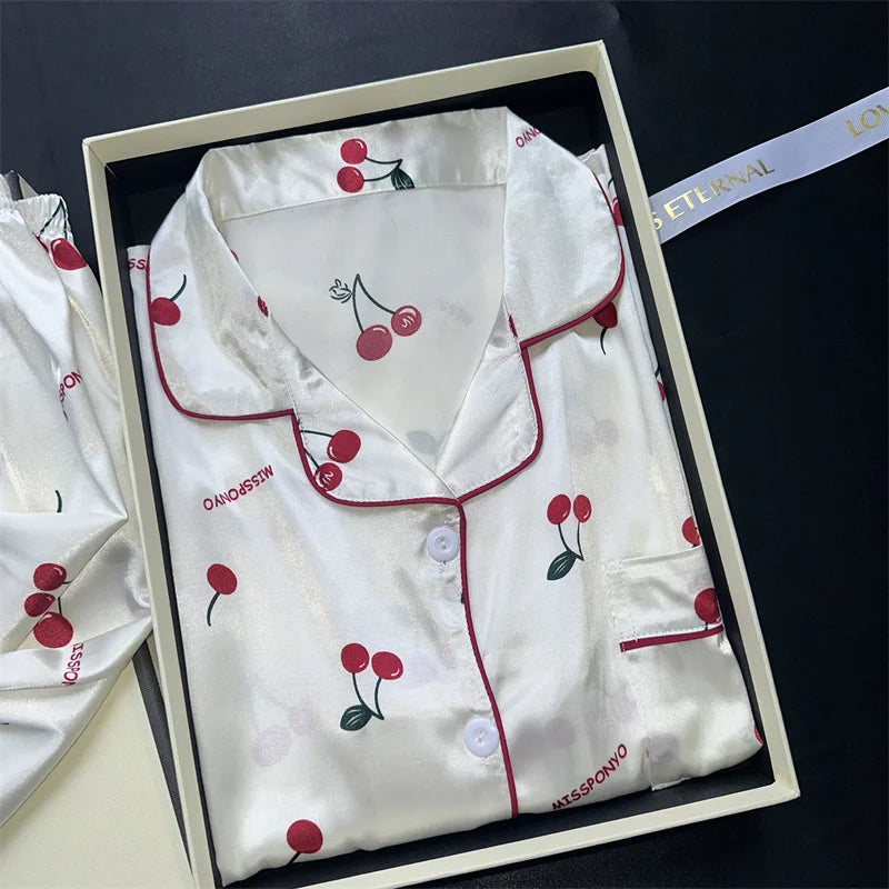 “Women’s Cherry Print Sleepwear Set