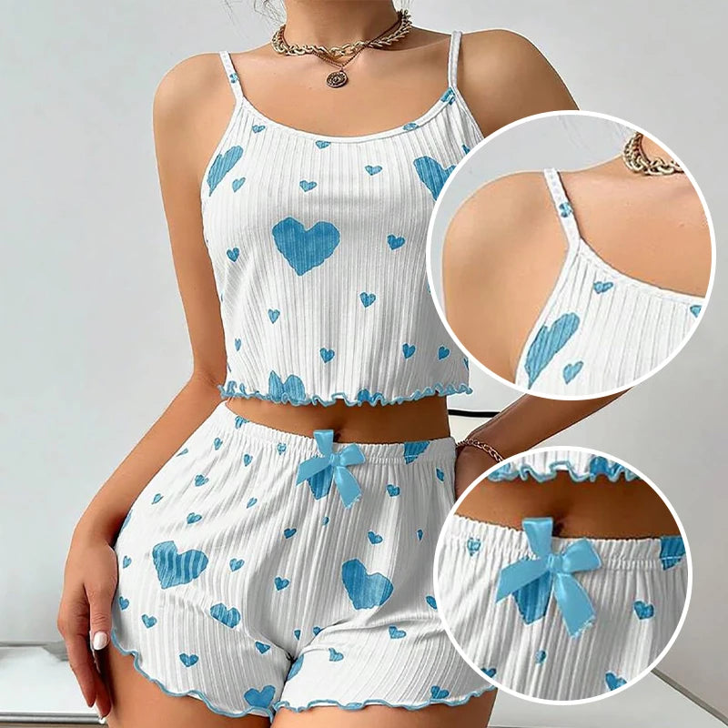 “Ladies’ 2PCS Tank Top & Shorts Pajama Set”