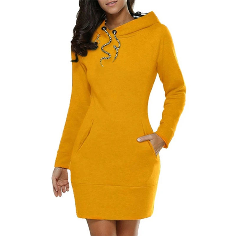 Slim Hooded Hoodie Dress – Long Sleeve