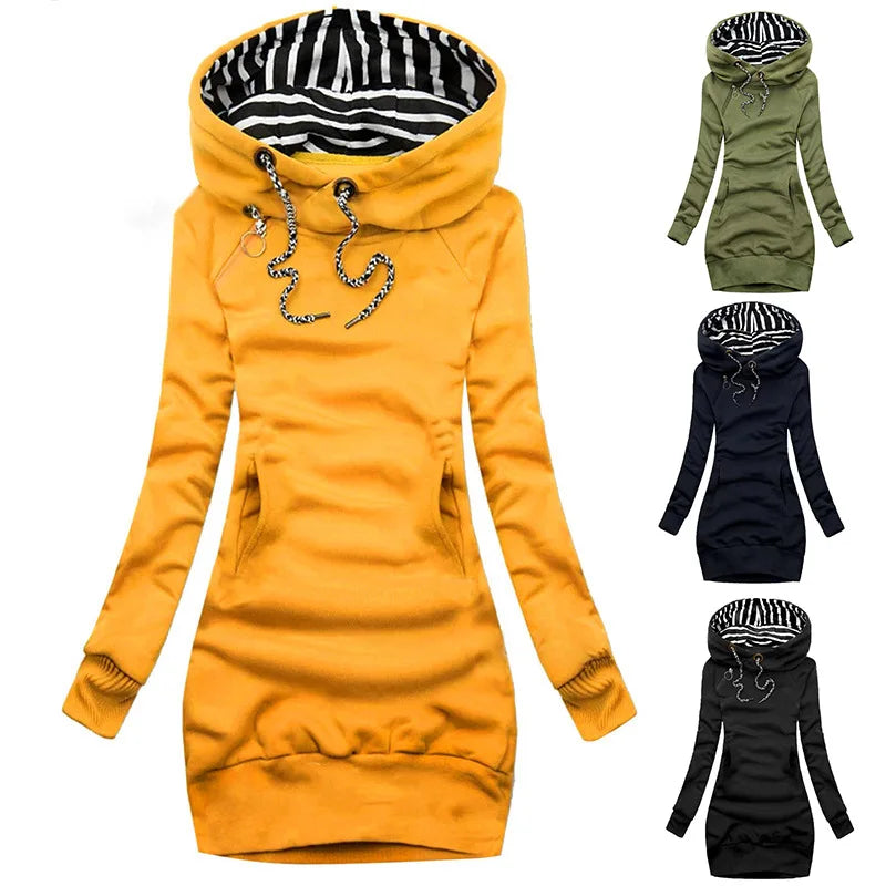 Slim Hooded Hoodie Dress – Long Sleeve