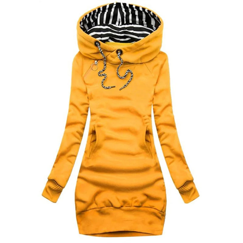 Slim Hooded Hoodie Dress – Long Sleeve