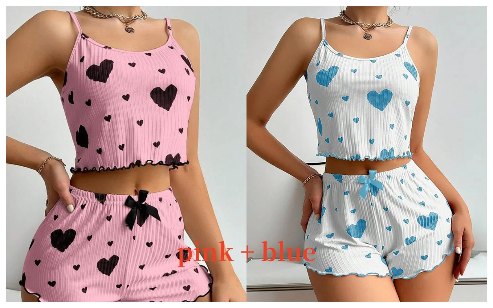 “Ladies’ 2PCS Tank Top & Shorts Pajama Set”