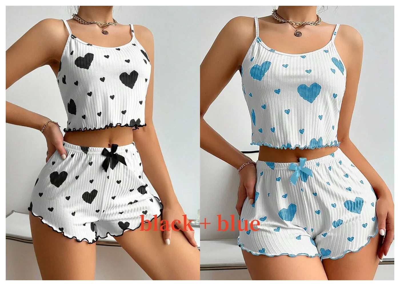 “Ladies’ 2PCS Tank Top & Shorts Pajama Set”