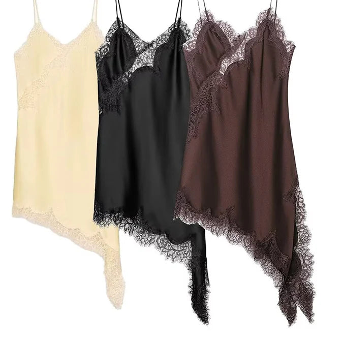 Fashion Lace Hem V-Neck Long Dress