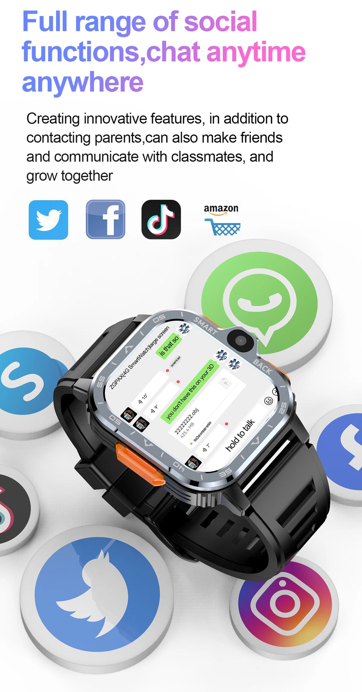 “Smartwatch with SIM & WiFi – Heart Rate, Blood Oxygen & Fitness Tracker