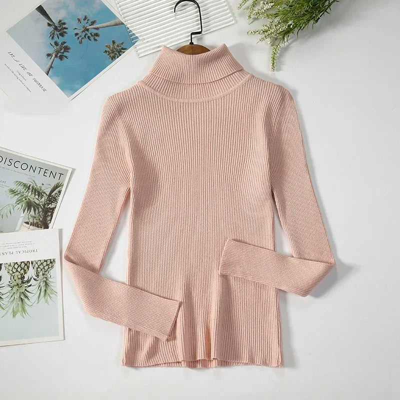 Women’s Turtleneck Soft Knit Sweater – Autumn/Winter Casual Top