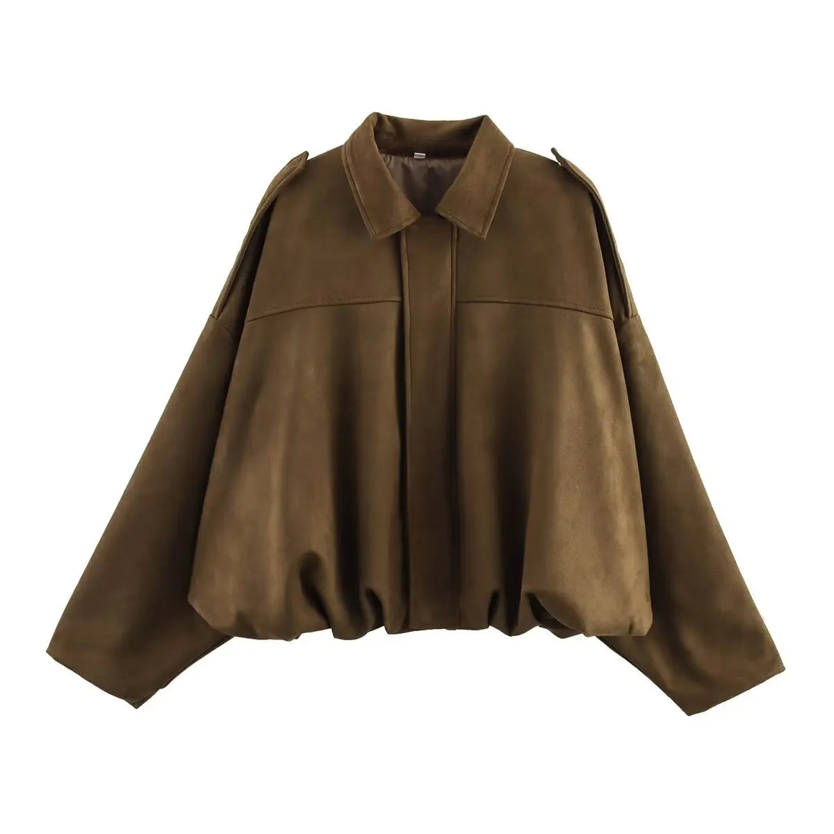 Women’s Suede Oversize Bomber Jacket – Chic Streetwear