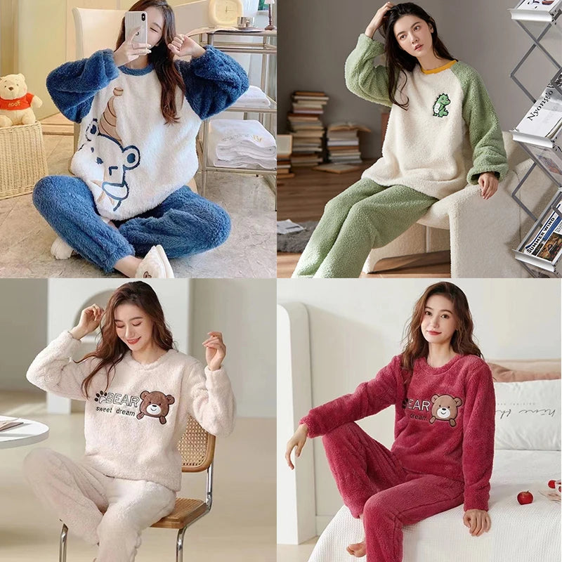 Cute Cartoon Bear Pajamas – Thick & Cozy