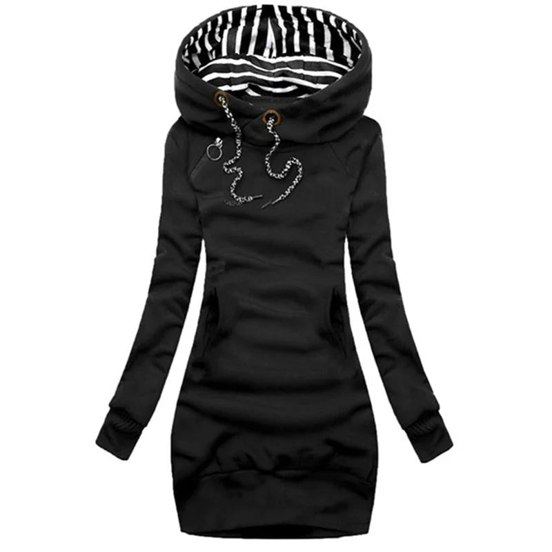 Slim Hooded Hoodie Dress – Long Sleeve