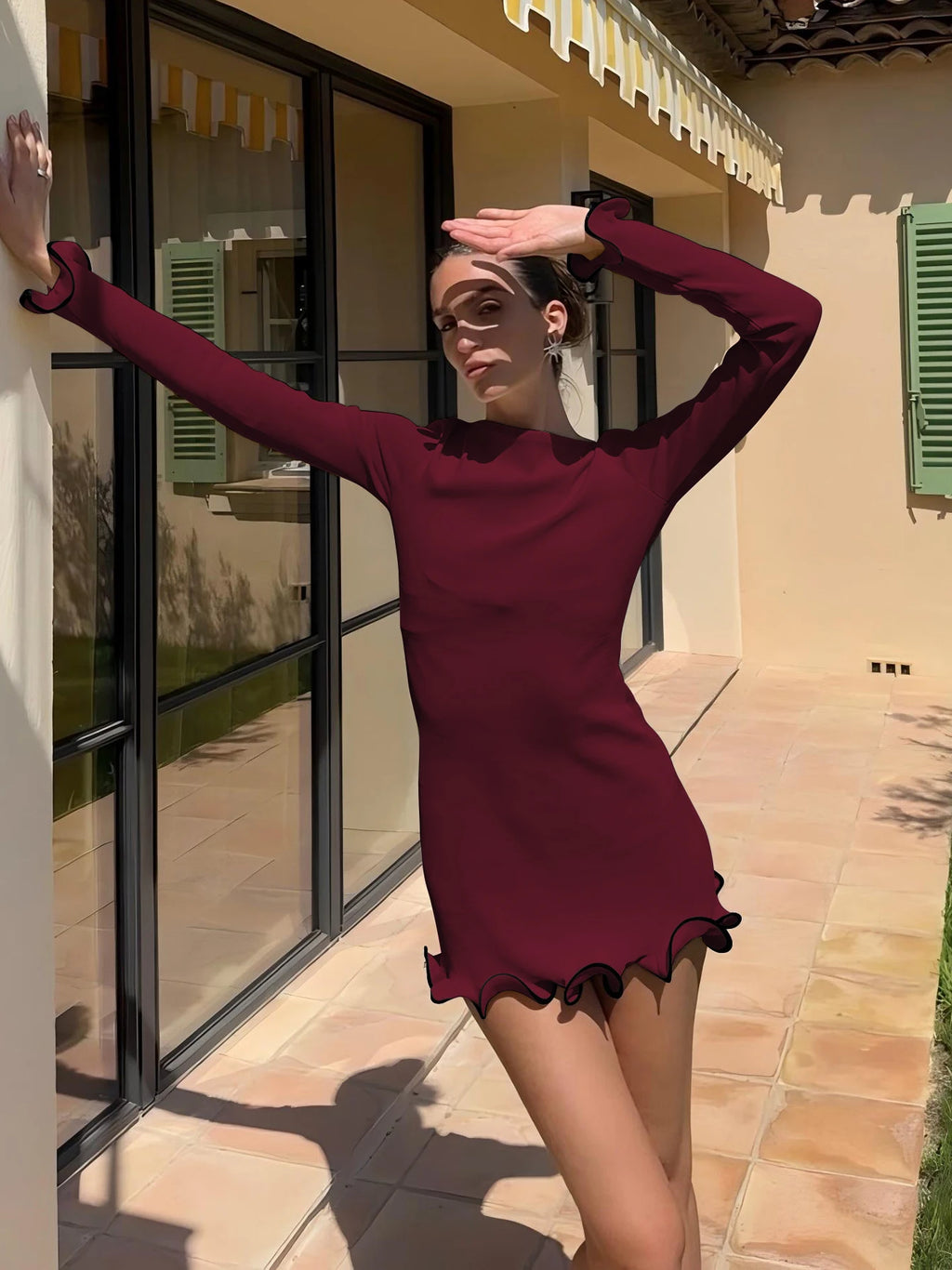 Ruffled Bodycon Mini Dress – Sexy & Elegant”