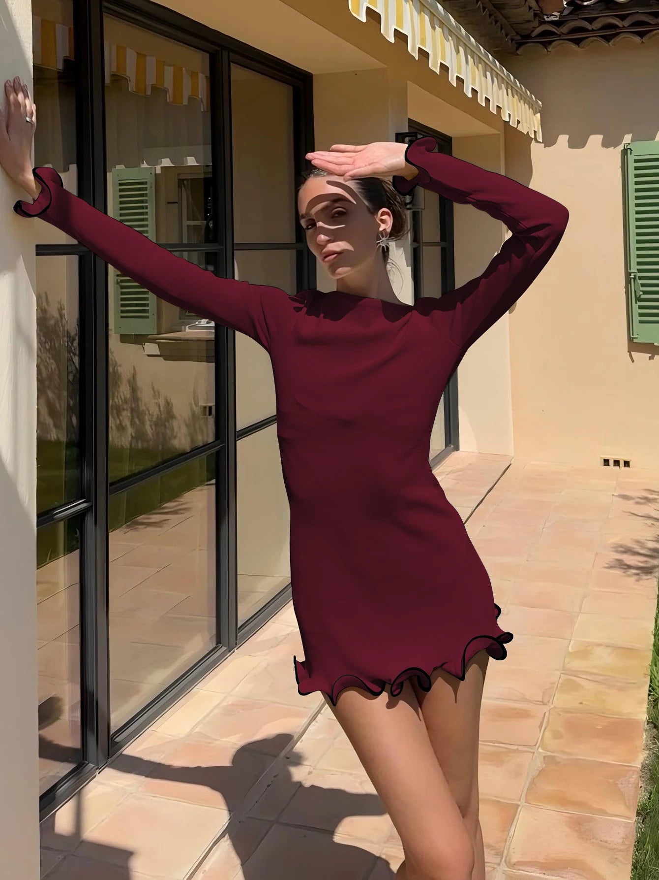 Ruffled Bodycon Mini Dress – Sexy & Elegant”