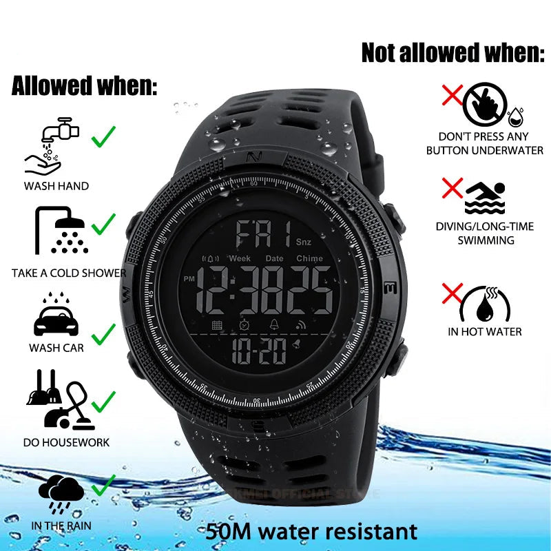Digital Round Watch – Fashion Casual, Water Resistant”