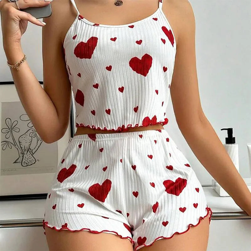 “Ladies’ 2PCS Tank Top & Shorts Pajama Set”