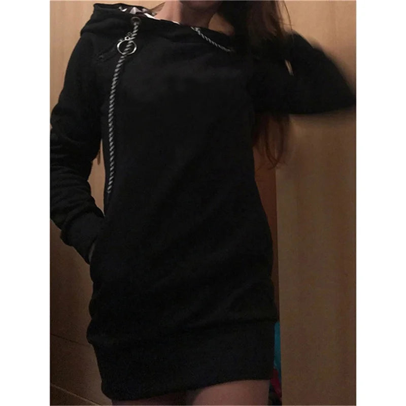 Slim Hooded Hoodie Dress – Long Sleeve