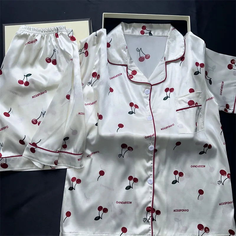 “Women’s Cherry Print Sleepwear Set