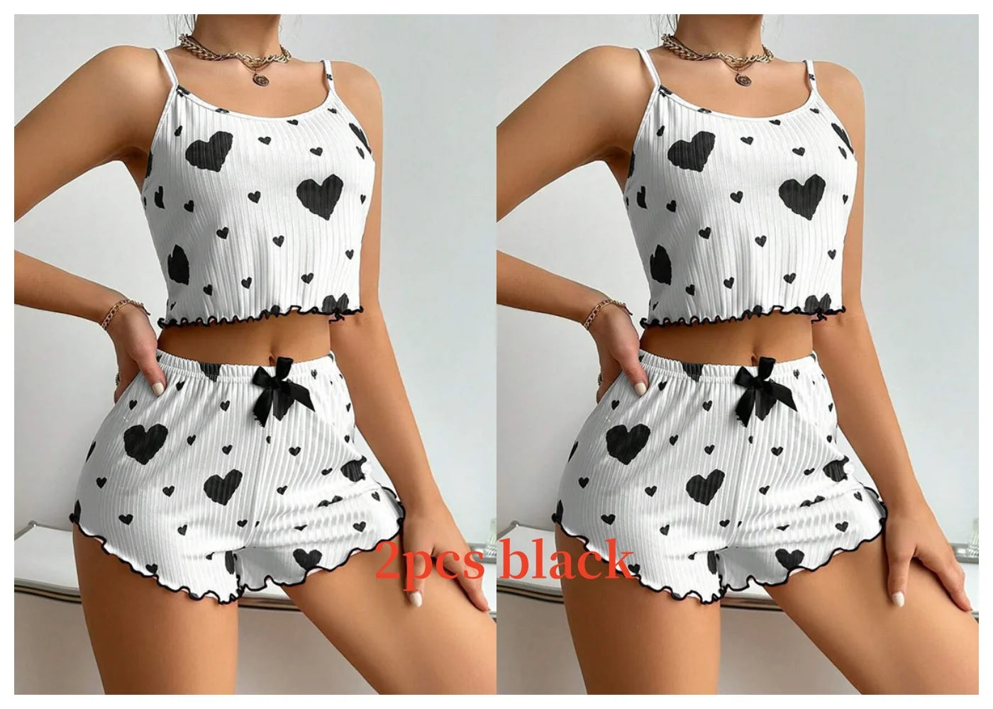 “Ladies’ 2PCS Tank Top & Shorts Pajama Set”